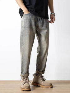 Pantalones Vaqueros Clásicos de Corte Recto, Lavados, con Estampado de Letras, Tela Suave, Cómodos para Uso Diario Informal, Moda Urbana - Product Image 3