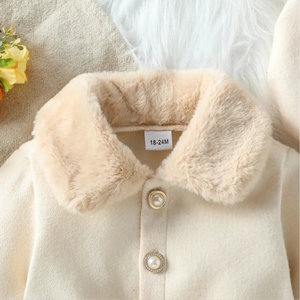 Abrigo de lana casual de invierno para niña, diseño estampado, nueva técnica, cuello de piel de conejo, capucha, abrigo largo, lindo, de algodón, para adolescentes - Product Image 5