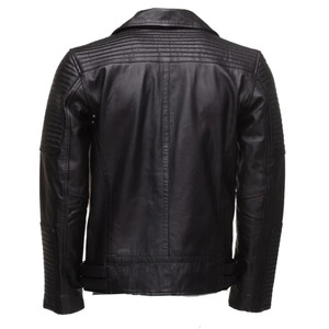 <b>Real</b> Lamb <b>Leather</b> Black <b>Jacket</b> Winter <b>Jacket</b> with Fur Lining Best Quality OEM Service With Custom Made - Product Image 2
