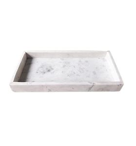 <b>White</b> Marble Decorative Serving <b>Tray</b> for Home Kitchen with Fancy Handle Round <b>Wood</b> <b>Tray</b> for Bathroom Decoration - Product Image 1