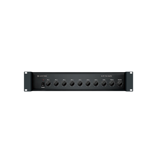 4 Mic & 3 Aux Inputs Public Address Pre-Amplifier with Power Bass and Treble Controls Metal Material