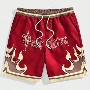 Shorts de basket-ball personnalisés pour hommes, imprimés vintage, 100% coton, impression 3D en mousse, maille respirante. - Product Image 4