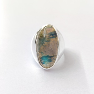 Bague tendance en argent sterling 925 de style bohème avec pierre précieuse labradorite, grosse pierre pour mariage, anniversaire et bijoux de fête - Product Image 2