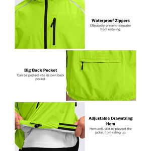 Venta al por mayor de los hombres personalizados chaqueta de lluvia a prueba de viento impermeable transpirable 100% poliéster forro estilo de trabajo chaquetas al aire libre Oem Logo - Product Image 6