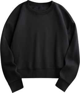 2025 tendance recadrée femmes sweat à capuche 100% coton éponge polaire hiver avant Logo surdimensionné à manches longues - Product Image 3