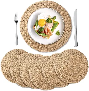 Basic Design Water Hyacinth Boho Style Wicker Placemats Natural Water Hyacinth Coasters <b>Table</b> <b>Mats</b> Wholesale - Product Image 3