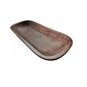 Cuenco de servicio de madera personalizado para artesanía, ensaladera de mango de forma ovalada para vajilla y vajilla - Product Image 1