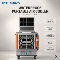 Pendingin Udara Evaporatif Portabel RTFANS untuk Luar Ruangan, Aliran Udara Super Kuat, Pendingin Komersial Portabel untuk Tempat Setengah Terbuka