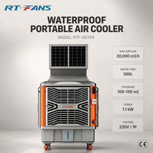 Refroidisseur d'air évaporatif mobile d'extérieur RTFANS, refroidisseur commercial portable à flux d'air super puissant pour les <span class=keywords><strong>lieux</strong></span> semi-ouverts - Product Image 1