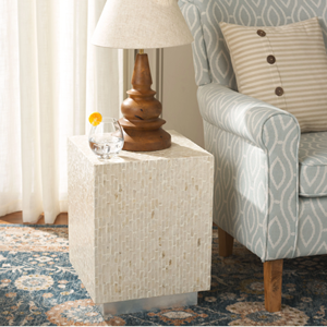 Mesa de Centro Artesanal Ecológica y Duradera con Marco de Madera de Nácar, Estilo Antiguo, Color Crema, Mueble de Lujo para Sala de Estar - Product Image 6