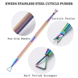 Pousse-cuticules et dissolvant de vernis à ongles en acier inoxydable Kween, finition arc-en-ciel - Product Image 2