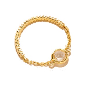 S925 14K <b>Gold</b> Plated Minimal Design Chain <b>Ring</b> Natural Citrine <b>Ring</b> Customizable for Retail OEM ODM - Product Image 1