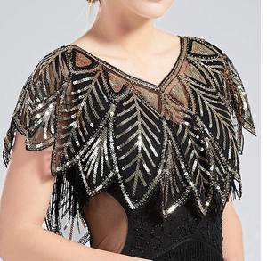 Robe de soirée de club gracieusement conçue en organza tissu respirant dames Cape perlée perles brodées antistatique - Product Image 6