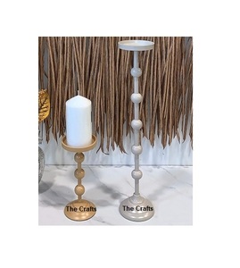 Wooden And Aluminum Candle Holder <b>Set</b> Of Two Customized Size And Shape Candle Holder For Home Hotel Decor - Product Image 2
