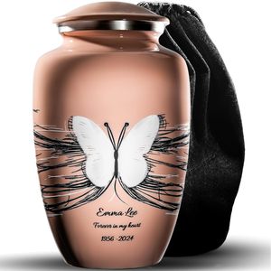 Urnas de mariposa para cenizas humanas, urnas de cremación, funeral para cenizas para mujeres y hombres, urnas decorativas, mariposa de Coral, tamaño personalizado - Product Image 1