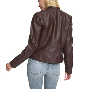 Chaqueta de piel de oveja auténtica a la moda para mujer, hermoso logotipo personalizado bordado, chaqueta de cuero genuino transpirable para mujer - Product Image 6