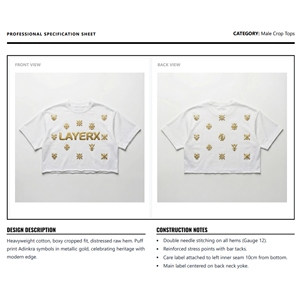 <b>Men</b> Heavyweight 100% Cotton Boxy Fit <b>Crop</b> <b>Top</b> Custom Y2K 3D for Raw Hem Distressed Streetwear Eco-Friendly High GSM - Product Image 6