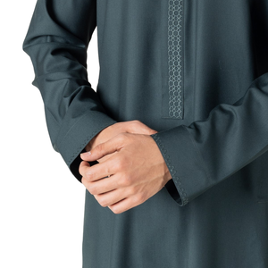 Thobe moderne vert sarcelle pour homme, couleur unie, Jubba saoudienne, vêtements islamiques pour homme, robe arabe à manches longues, Dishdasha, Kandura - Product Image 4