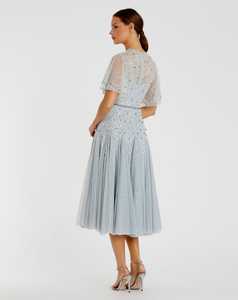 Élégant motif floral Aline soirée robe de bal Style luxe perlé paillettes une manche épaule longue Cocktail grande taille - Product Image 6