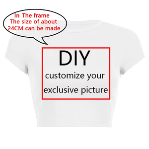 Nueva Camiseta corta de verano personalizada DIY para mujer, camiseta de moda de manga corta con cuello redondo y logotipo personalizado/Material de Jersey blanco con foto - Product Image 1