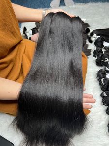Yaky recto 100% extensiones de cabello Remy vietnamita de alta calidad Color Natural sin costuras Clip-In a granel crudo Natural recto - Product Image 3