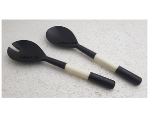 Servidor de ensalada de madera más vendido, mango de resina, juego de ensalada de madera de Acacia, cocina, ensalada de madera, manos, utensilios de cocina, vajilla, cubiertos - Product Image 4