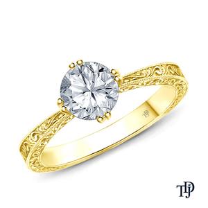 แหวนหมั้นทอง 14K ดีไซน์วินเทจหรูหรา แบบปลายเรียว ขาคู่ ลายเกลียว ประดับเพชรตรงกลาง (เพชรแท้) ขายส่ง OEM - Product Image 2