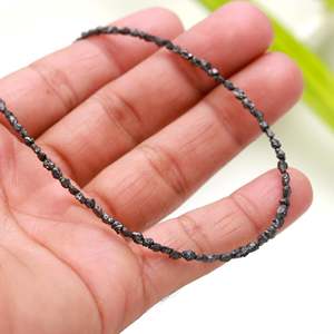 Collier unisexe en argent sterling 925 plaqué rhodium noir avec diamant noir non taillé de 2-3 mm, 16 pouces, pour un usage quotidien - Product Image 2