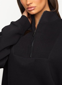 เสื้อสเวตเชิ้ตมีซิปสำหรับผู้หญิงสำหรับออกกำลังกายฟิตเนสผ้าฝ้าย1/4แบบกำหนดเอง - Product Image 4