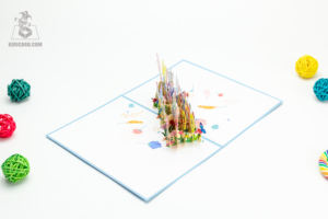 Tarjeta de felicitación artesanal de papel emergente 3D personalizable a precio de fábrica, tarjeta de regalo de recuerdo en cantidad a granel disponible - Product Image 4