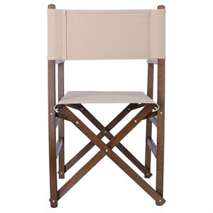 Silla de Director WELL HOME con Estructura de Nogal y Lona de Piedra, 51x46x86 cm, para Uso en Jardín - Product Image 6