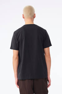 T-shirt en jersey de coton noir uni, col rond, manches courtes, style hip-hop décontracté, conçu pour la production en volume personnalisée - Product Image 4