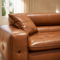 Luxuriöses Cognac-Leder Chesterfield-Sofa Modernes 4-Sitzer Polstersofa für Apartment Wohnzimmer Hotel Villa Möbel