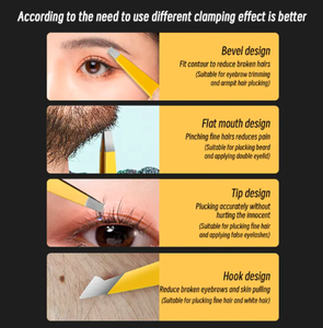 แหนบคิ้วปลายแหลมสีเหลือง1/2/4ชิ้นเครื่องมือความงามเครื่องมือสแตนเลสแต่งหน้าสำหรับคิ้ว - Product Image 5