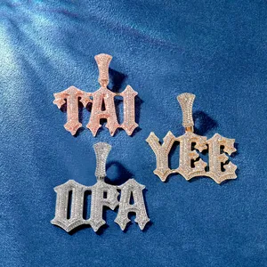 Custom Name <b>Necklace</b> VVS Moissanite <b>Letter</b> Pendant Two Tone Gold <b>Silver</b> Rapper Jewelry Custom Thorns <b>Letter</b> Number Pendant - Product Image 3