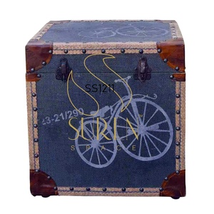 Boîte de rangement multi-tissus de créateur artisanal pouf élégant style industriel pour chambre à coucher et hôtel - Product Image 1