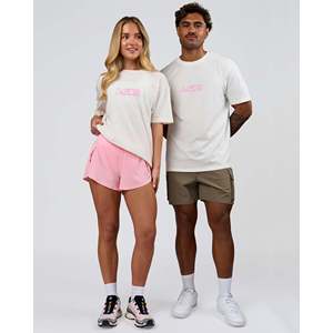SoCal 26 FLX Baumwoll-Oversize-T-Shirt in Off-White und Pink Rose, Atmungsaktiv, Knitterfrei, Bestickt, Blanko-T-Shirt - Product Image 4