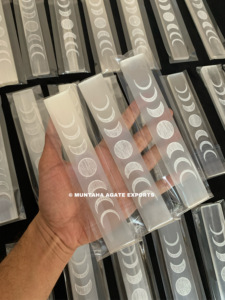 Beautiful 75-80mm <b>Selenite</b> Agate Round Shape Tripple goddess Engraved with Carving Technique Feng Shui Style <b>Charging</b> <b>Plate</b> - Product Image 5