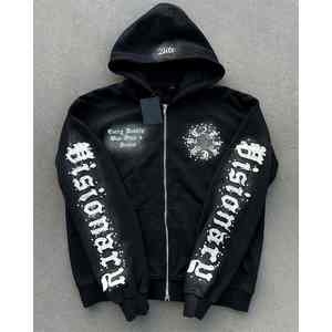 Sudaderas con Capucha 100% Algodón para Hombre, Ropa Urbana Gruesa, Logotipo Personalizado Bordado, Lavado Ácido, Impresión 3D, Sudaderas Francesas - Product Image 1