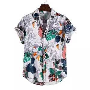 Chemises à sublimation intégrale pour hommes, imprimées de motifs floraux, idéales pour l'été/la plage, t-shirts boutonnés, coupe confortable. - Product Image 3