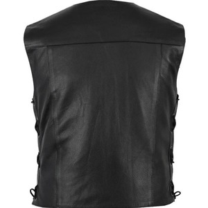 <b>Men</b> Leather Vest V-Neck Single Button Side-<b>Tie</b> Tank Top Punk Straight-Cut Open Cardigan Fashion Vest - Product Image 2