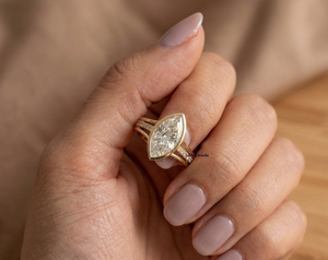 Bague de fiançailles et de mariage Lurba Jewels en diamant de laboratoire taille marquise 2,75 carats, sertie en clos, certifiée IGI, luxe 14k - Product Image 1