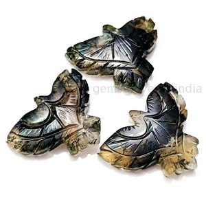 พลอยโมรามอสธรรมชาติแกะสลักรูปนกอินทรี AAA อัญมณีรูปนกอินทรีมอสแกะสลักหินหลวมสำหรับทำจี้ไอเดีย40มม. - Product Image 4