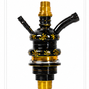 Ensemble de chicha de luxe de haute qualité Mini Komethera en laiton égyptien doré avec vase en verre et tige en cuivre - Product Image 4