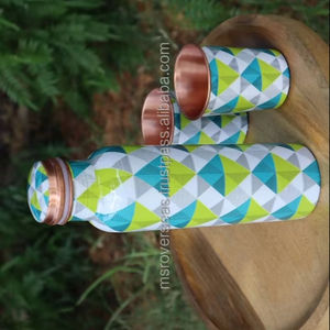 Handmade Reusable Copper <b>Water</b> <b>Bottle</b> Eco Friendly Printed copper <b>Custom</b> Size - Product Image 1