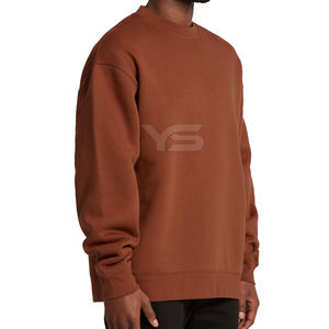 Sudaderas de algodón de manga larga de gran tamaño para hombre, Jersey, Sudadera de cuello redondo en blanco, logotipo personalizado Unisex con opción de varios colores - Product Image 3