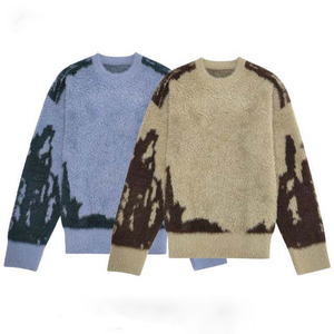 เสื้อสเวตเตอร์ไหมพรมถักสไตล์สตรีทแวร์ผู้ชายสั่งทำขายส่ง ทรงโอเวอร์ไซส์ คอวี ผ้าโมแฮร์ แฟชั่นฤดูใบไม้ร่วง ไม่หดตัว ลายเฮเธอร์ด้านหน้า - Product Image 2