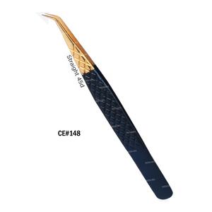 Custom Logo Tip Gold Black Color Diamond <b>Grip</b> Volume Lash Tweezer Private Label Custom Stainless Steel Tweezers OEM Service - Product Image 2