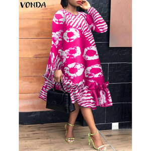 Elegante Abito Midi Taglia Unica Vestibilità Comoda Maniche Regolari Volant Vita Naturale in Poliestere Stile Formale da Ufficio per Autunno/Primavera - Product Image 3