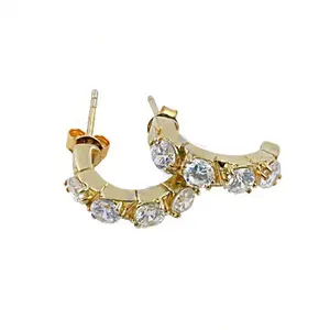 ต่างหูห่วงประดับเพชรคิวบิกเซอร์โคเนีย ชุบโรเดียม แพลตตินัม ดีไซน์น่ารัก ทันสมัย สไตล์ศาสนา สำหรับผู้หญิง - Product Image 1